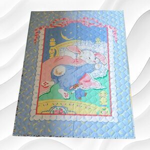 Babies Charming Sleeping Bunny Large Quilt, 43" Long x 34" Wide, Cotton NEW